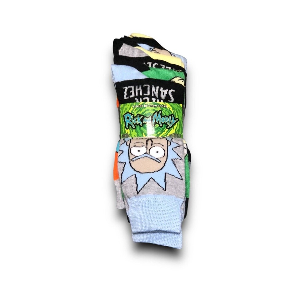 Rick and Morty Men's Crew Socks - (6 Pairs)